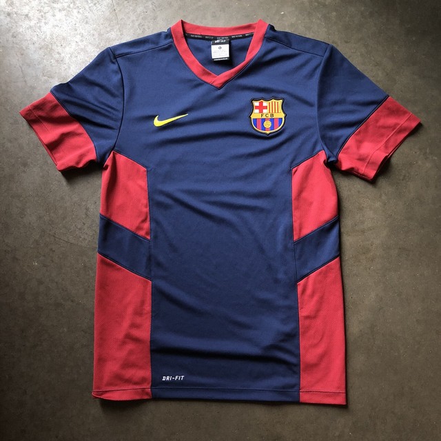 Men's Nike Dri-Fit 2013 FCB FC Barcelona Red Blue Alternate Jersey Kit Sz Small | eBay