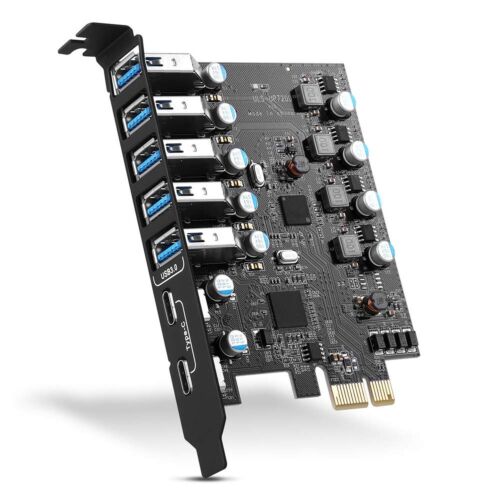 PCI-E to USB 3.0 7-Port(2X USB-C - 5X USB-A) Expansion Card,PCI Express USB A... - Picture 1 of 7