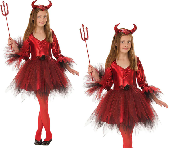 Rubies TeufelmäDchen KostüM Deluxe Kinder Halloween Rot Polyester + Dreizack-image