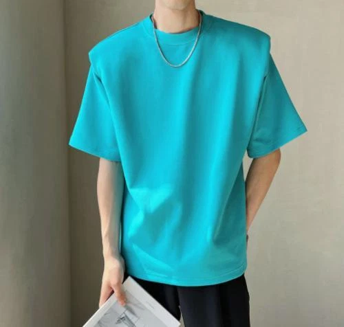 Shoulder Pad T-shirt Men's Summer Design Loose Cotton Nightclub Multi-color Tops