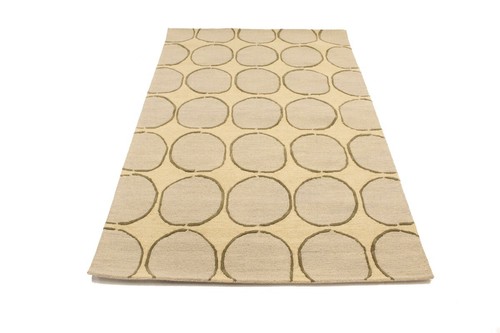Beige Geometric Design Contemporary 5X8 Hand-Tufted Modern Rug Kids Room Carpet - Picture 6 of 11