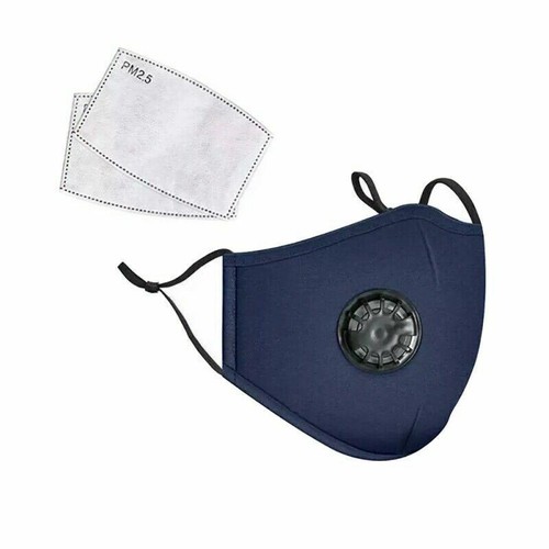 Reusable Washable Cotton Cloth Face Mask with Valve / Pocket + 2 PM2.5 Filters - Picture 7 of 13