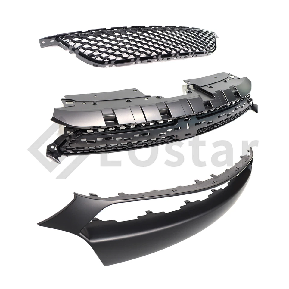 New 3PC Front Bumper Molding & Upper & Lower Grille Set For 2013-2016 Dodge Dart Foto 3 de 4