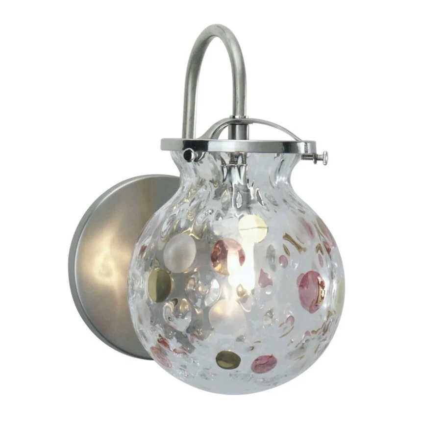 LBL / Tech Lighting Daisy Pink/Gold Italian Mouth Blown Glass Wall Sconce Polka - Image 2 of 4