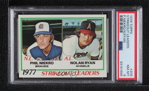 1978 Topps League Leaders Phil Niekro Nolan Ryan #206 PSA 8 HOF