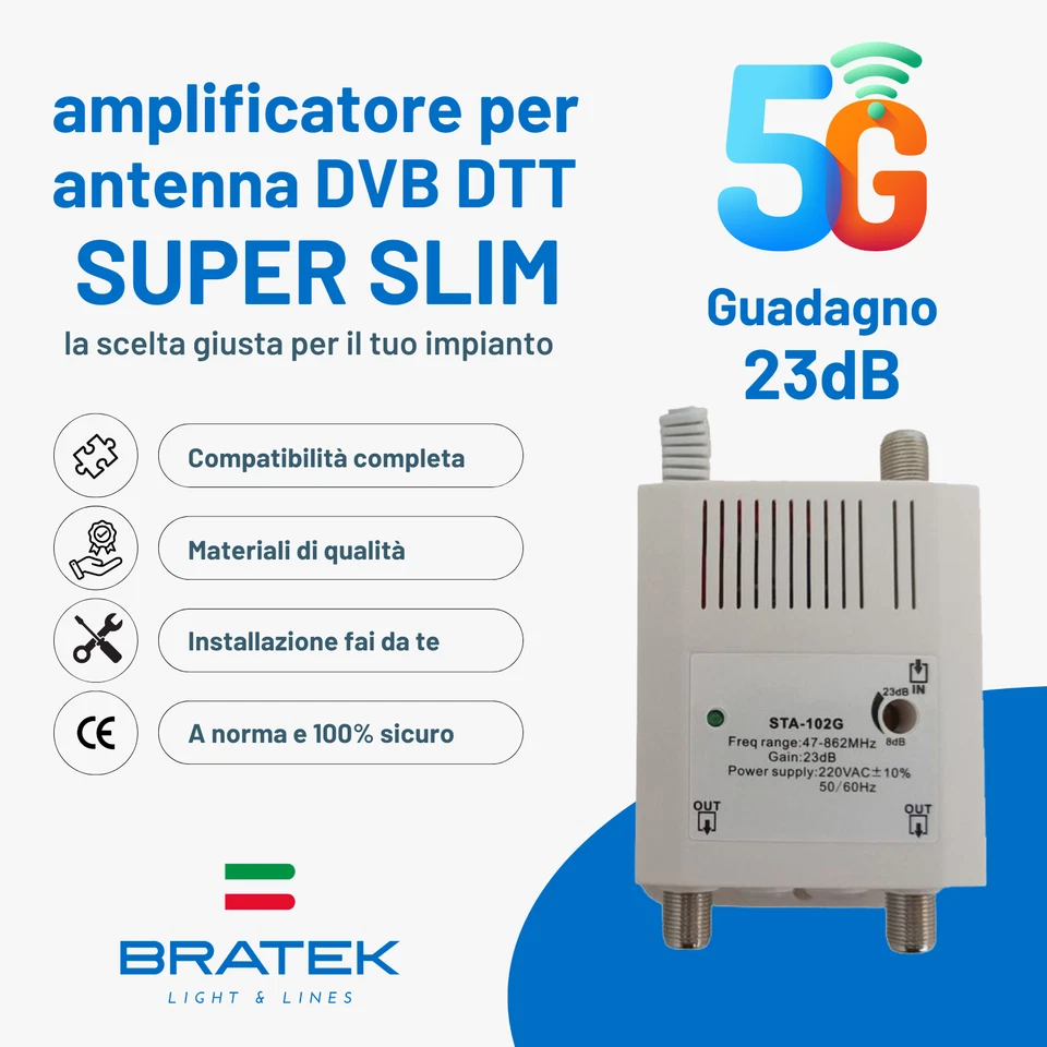 Verstärker Tv-Antenne Innen- Digital Terrestrisch Filter 5G 23 DB 1 IN 2OUT - Bild 2 von 4