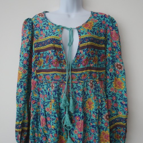 Boho Blumen Midikleid Gr. 2XL Bauern Quasten Langarm Festival Hippie - Bild 3 von 7