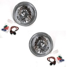 PAIR 7" LED HEADLIGHTS HALO RHD FOR CLASSIC MINI LAND ROVER ETC Y8395