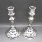 VINTAGE GOOD PAIR SOLID STERLING SILVER 7" CANDLESTICKS 516g SvT DENMARK c1955