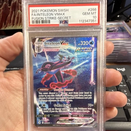 Inteleon VMAX Pokémon Fusion Strike 266/264 Secret Rare Holo PSA 10 2021