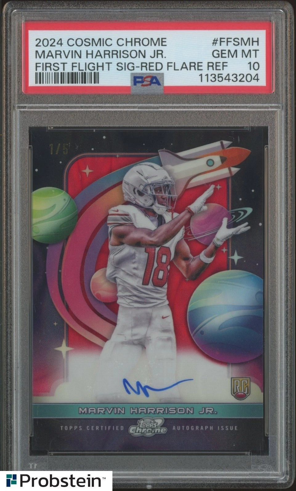 Marvin Harrison Jr. Topps Cosmic Chrome First Flight Signatures #MH Red Flare