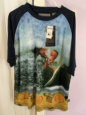 Vtg 33 Degrees Tshirt Surfer Wave Sz L Cool Graphics NOS NWT