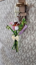 Handmade Beaded Floral Bouquet Keychain Mushroom Flower Bag Charm