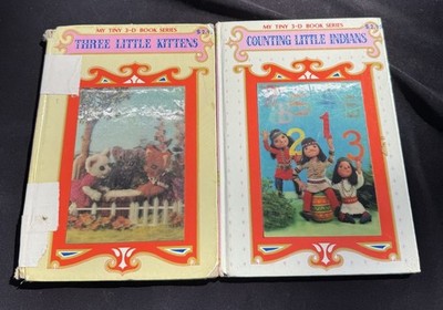 2 Vintage My Tiny 3-D Book Series: Three Little Kittens & Counting Little Indian