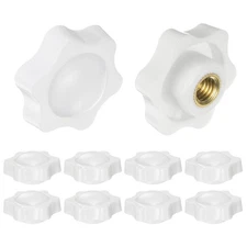 10pcs Star Knobs M10 Thread 38mm Head Non-Through Hole Clamping Handles White
