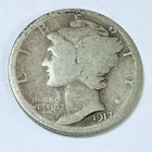 1917-P LIBERTY MERCURY 90% SILVER DIME CIRCULATED COIN #5299