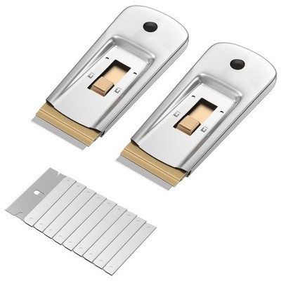 Bates- Metal Razor Blade Scraper, 2 Pack, 30 2 30 Extra Blades, Silver 