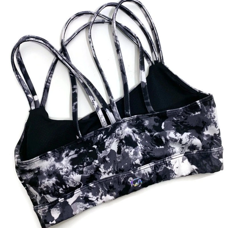 Спортивный бюстгальтер Gap Fit Eclipse черный с ремешками средняя поддержка белый принт с подкладкой XS - Изображение 2 из 4