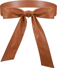 Women Leather Wrap Belt Obi Waist Fashion Tie Belt PU Sash for Dress Coat 1.85 W