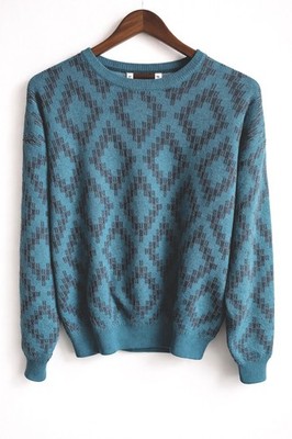 VTG Descente Wool Sweater Lined Cable Knit Green Men's XL