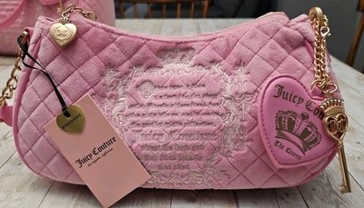 NWT Juicy Couture Fairy Tale Shoulder Bag Pink Quilted Gold Hardware Bag Purse