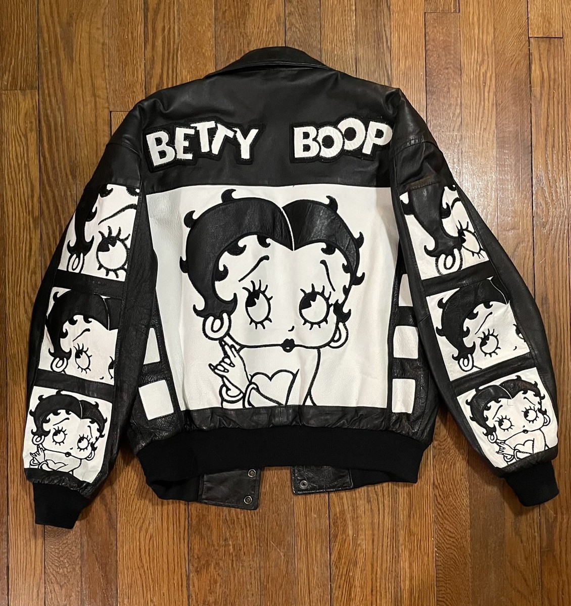 美品✨MONTANA TOONS ベティブープ　レザージャケット　ブルゾン 1996 Vintage Betty Boop Montana Toons Leather Bomber Jacket, Size