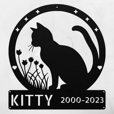 Custom Cat Memorial Metal Sign Personalized Grave Marker Decor for Cat Loss