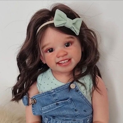 Artist Painted Reborn Baby Doll 30'' Long Hair Cloth Body Cute Toddler Girl Gift