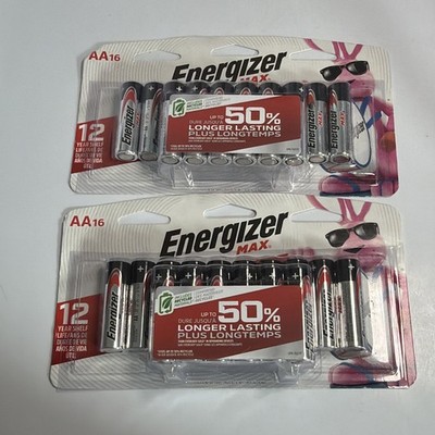 NEW FACTORY SEALED LOT OF 2 16 PACK ENERGIZER MAX AA BATTERIES EXP 12/2039 32