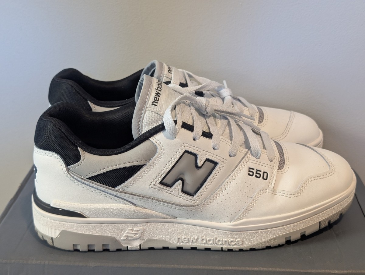 New Balance 550 Shoes Mens Sz 8.5 Womens Sz 10 White/Black/Grey Sneakers EUC View 3