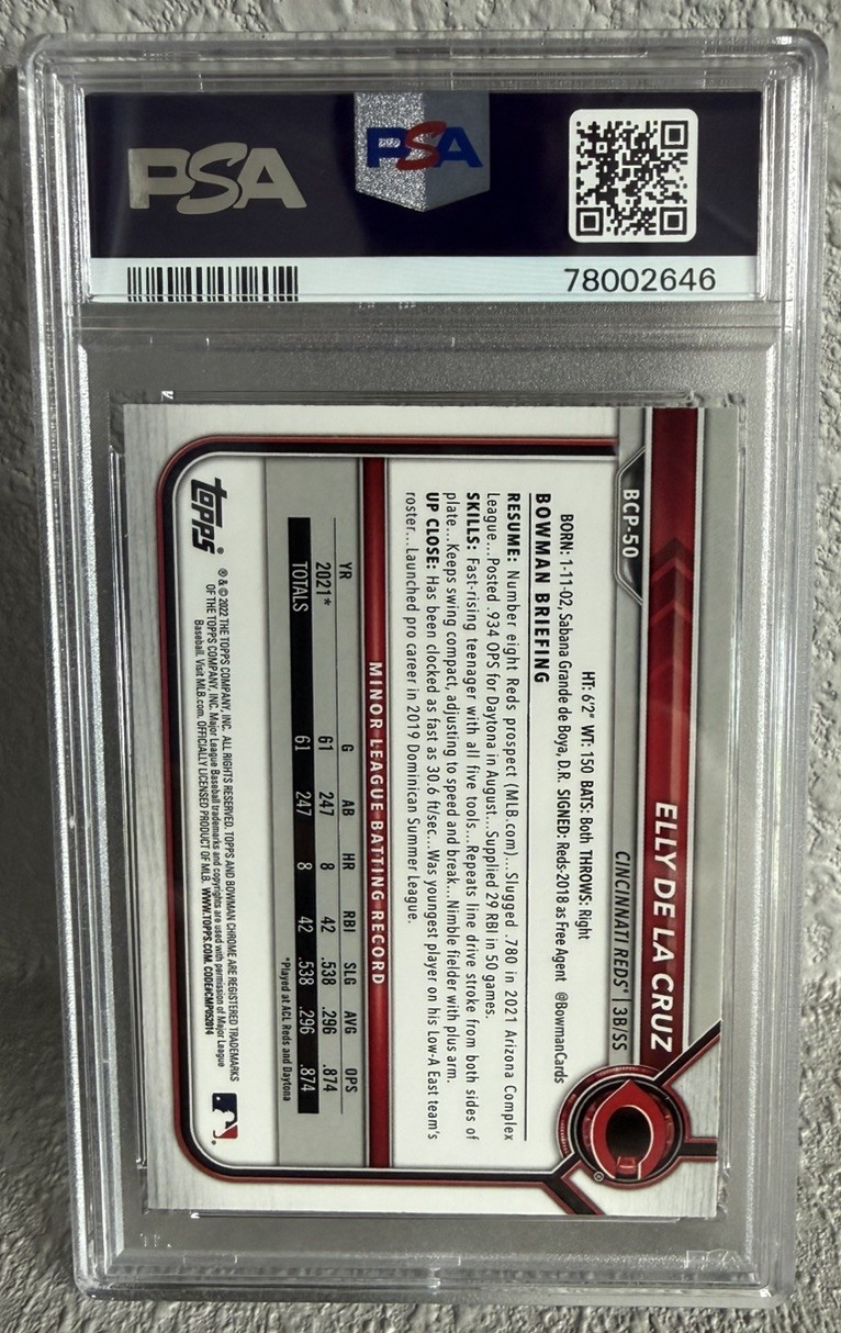 2022 Bowman Chrome Mega Box Prospects #BCP50 Elly De La Cruz - PSA 10 view 2