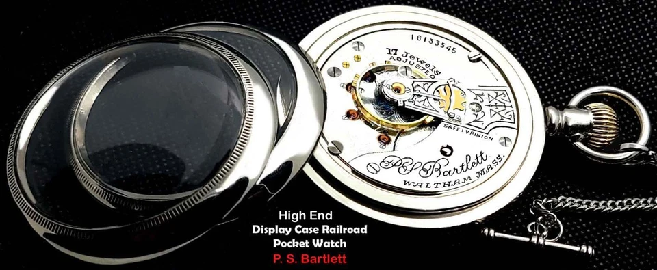 18 Size High End Display Case Pocket Watch Waltham P.S. Bartlett Working - Image 3 of 4