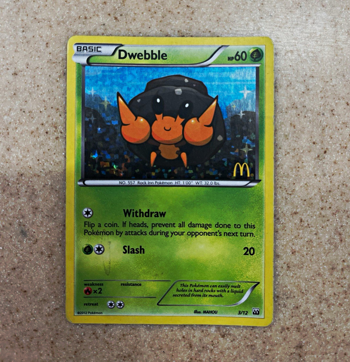 The Pokémon Company Dwebble 3/12 McDonald's 2012 Holo Promo EN 2012 60 HP