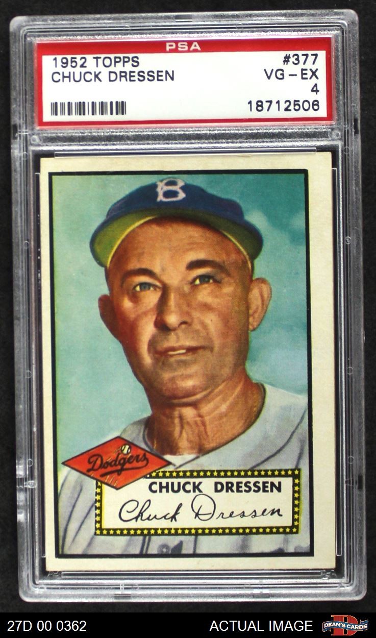 1952 Topps #377 Chuck Dressen Dodgers PSA 4 - VG/EX
