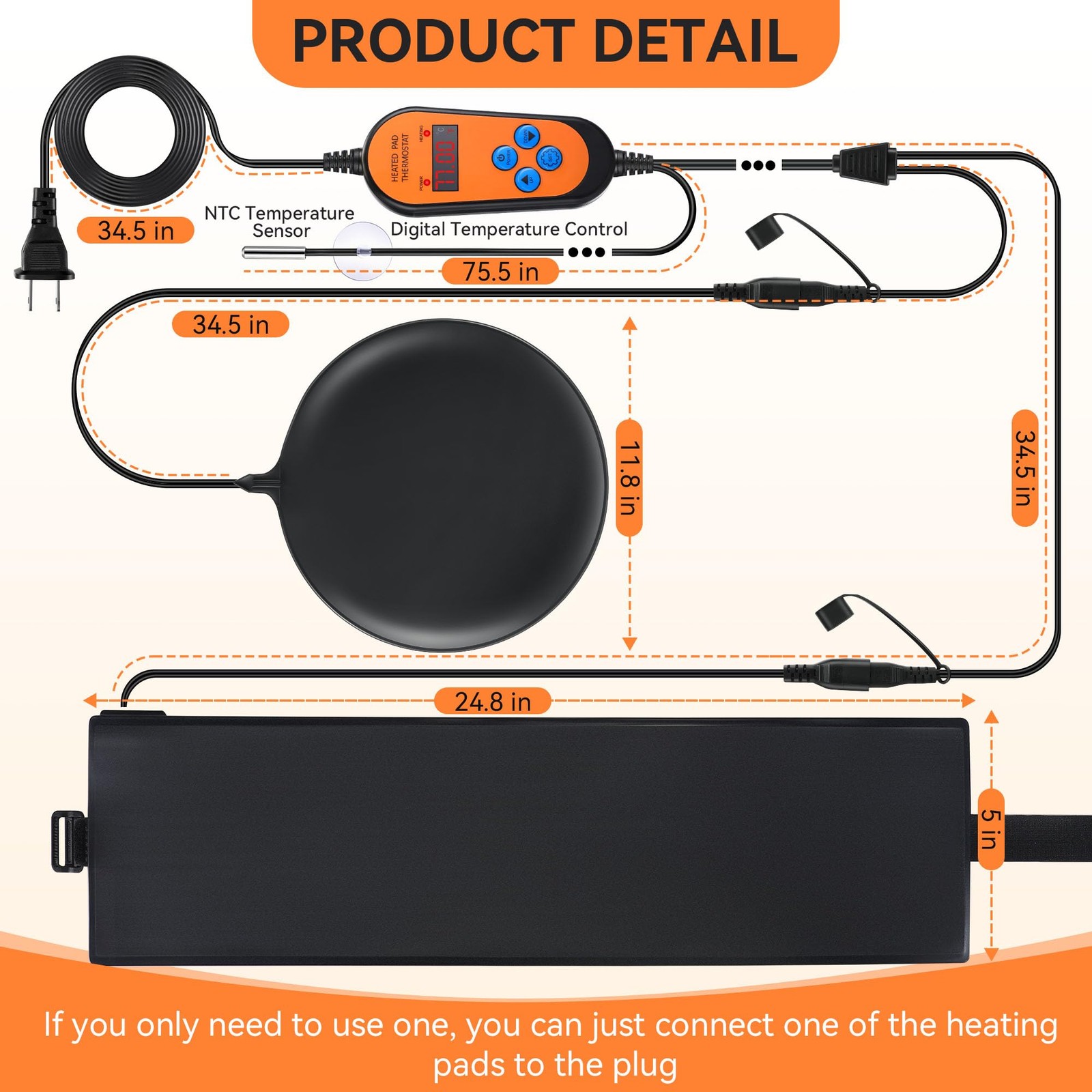 2 Pack Kombucha Heating Pad with 2 in 1 Plug, Sourdough Heating Pad Brewing F...