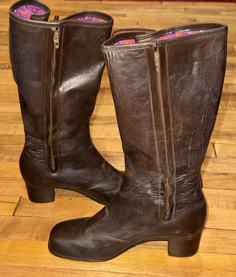 VTG 1970s Nocona Women’s Lace Up Brown Leather Lace Up Rain Boots Sz 10D - Image 4 of 4