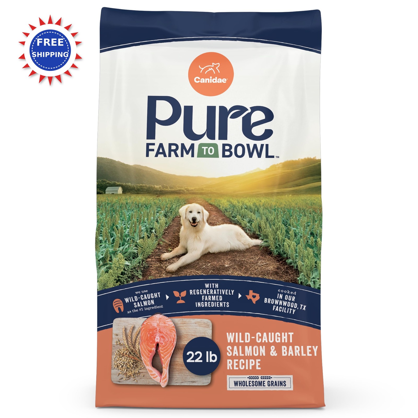 Canidae Pure Farm To Bowl Wild Caught Salmon & Barley 22lb Adult
