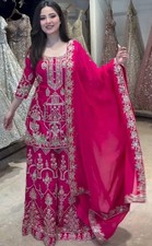 Latest Designer Pink Vicitra Silk Kurta Palazzo With Dupatta For Women