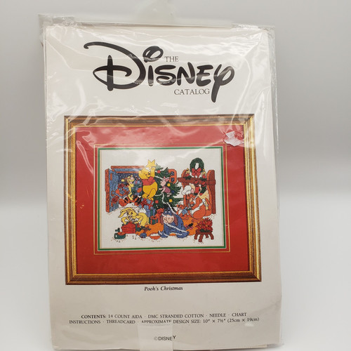 Vintage The Disney Catalog Winnie-The-Pooh " Pooh's Christmas" Cross Stitch Kit