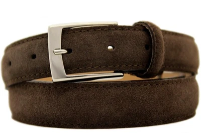 NISAR Italienischer Wildledergürtel Herren Damen Suede Belt Dunkel-Braun 3cm Breit