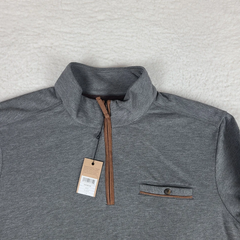 Johnston Murphy Suéter Para Hombres Grande Gris Cuarto Cremallera Sudadera NUEVO CON ETIQUETAS NUEVO Foto 3 de 4