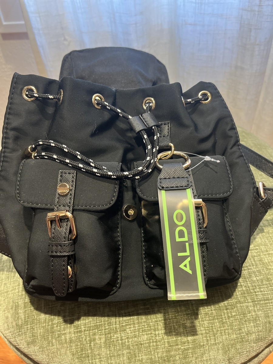 Aldo Loreswen Mini Backpack black gold hardware ALDO Loreswen Mini Black & Rose Gold Backpack, Multiple  main image 4