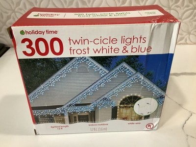 Holiday Time 300 Ct Twin-Cicle lights Frost White & Blue White Wire 12 ft