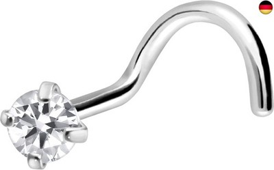 Titan Nasenpiercing Spirale | EINGEFASSTER KRISTALL | Nasenstecker | Farbauswahl