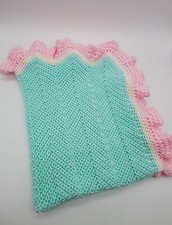 handmade crochet car seat baby blanket new 33" X 25" Silky Soft Lovey Blanket
