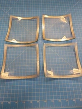 Set 4 Square Glass Plates Gold Trim Decorative Serving Display Dish 5.75"