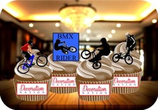 Cycling BMX Mix - 12 PREMIUM STAND UP Edible Cupcake Cake Toppers Wafer Icing