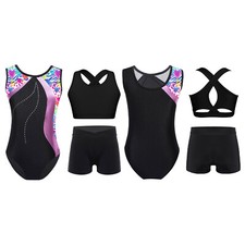 Kid Girl Leotard Sleeveless Activewear Booty Set Teens Costume Athletic Outfits