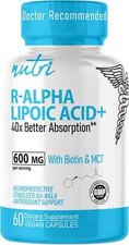 Nutri R Alpha Lipoic Acid 600Mg 60 Capsules R Lipoic Acid Stabilized w/ Biotin