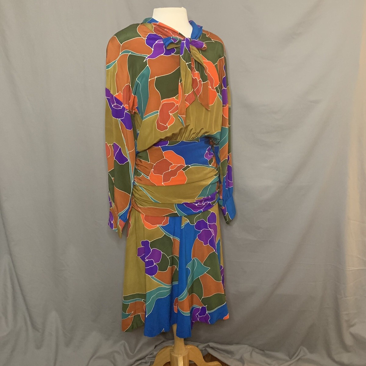 Vintage 80s Silkscapes hand painted silk dress small | eBay